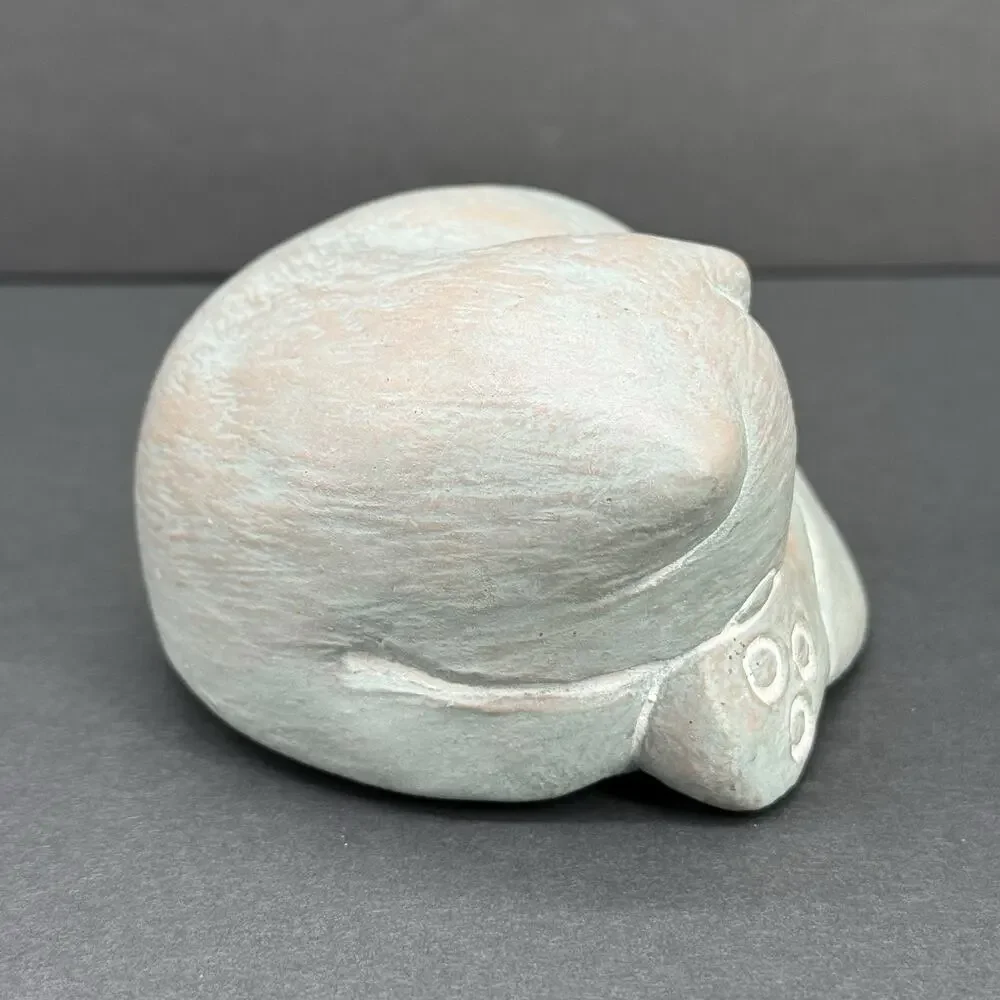 Signed Isabel Bloom Sleeping Cat Sculpture Blue Pottery USA Handcrafted Art